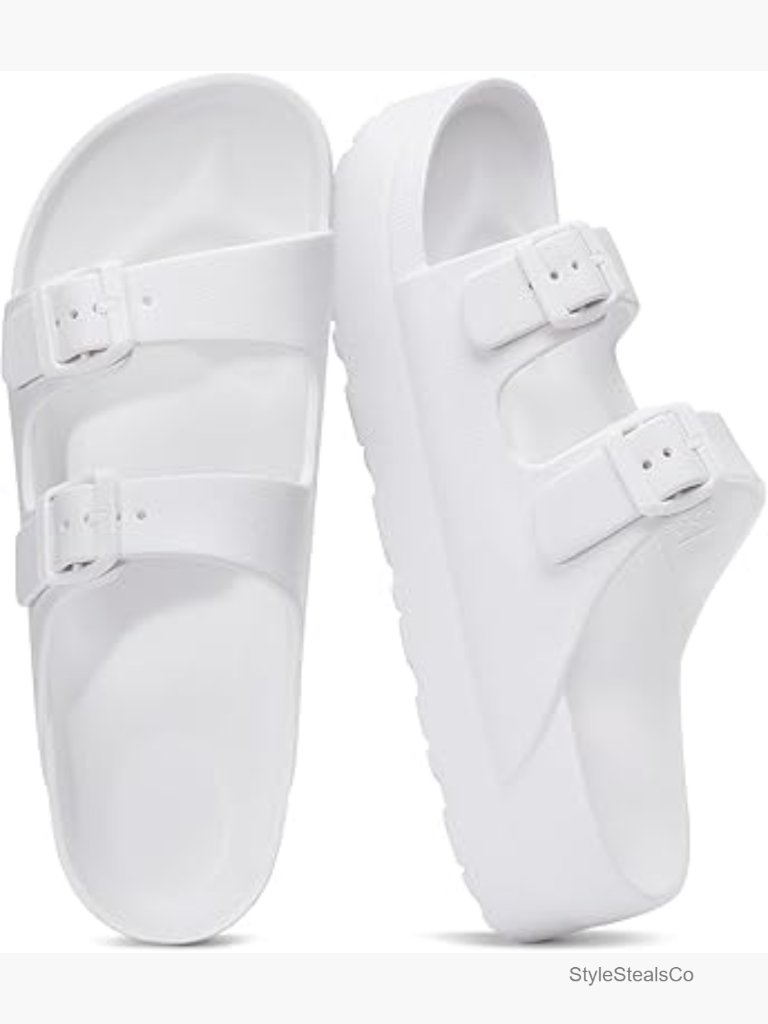 Women's Platform Sandals With Arch Support - Double Buckle Adjustable Eva